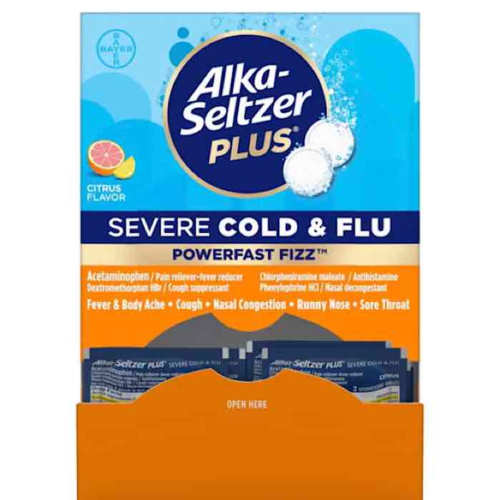 ALKA SELTZER SERVER COLD & FLU X 2 Alka-Seltzer Plus Anti-Gripal Para Síntomas Severos Sabor Cítrico (2 Sobres) - Imagen 1